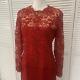 Carolina Herrera Vintage Womens Long Sleeve Red Lace And Chiffon Gown Size Med