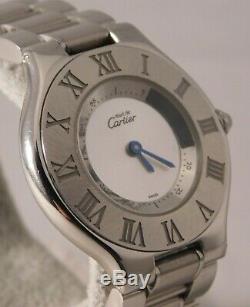 Cartier Must De Cartier 21 Stainless Steel 1330 Vintage 1990's Mens Watch. 31mm