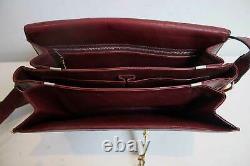 Celine Nubuck Leather Box Bag Burgandy Vintage