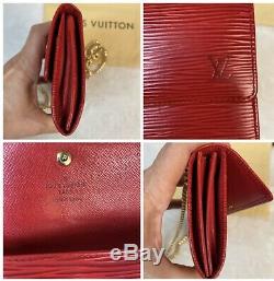 Certified Auth. Louis Vuitton Red Epi Leather Wallet Us Seller