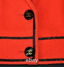 Chanel 1995 95p Iconic Vintage Red Tweed Crop Jacket Blazer, 42, Collector's Piece