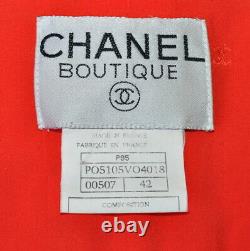 Chanel 1995 95p Iconic Vintage Red Tweed Crop Jacket Blazer, 42, Collector's Piece
