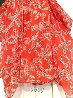 Chanel 2008 Vintage Red Logo Print DRESS Tunic Top Cape 34 36 38 40 2 4 6 8 S M
