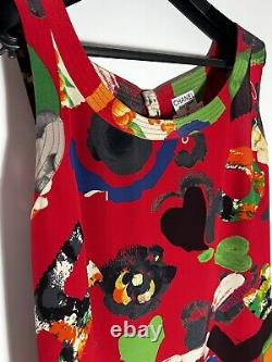 Chanel Boutique Womens Vintage CC Camellias Red Top Shell Blouse Size 40