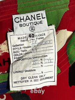 Chanel Boutique Womens Vintage CC Camellias Red Top Shell Blouse Size 40