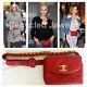 Chanel Cc Logo Red Leather Belt Waist Bum Bag Purse Handbag Fits 30 27