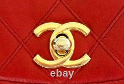 Chanel CC Logo Red Leather Belt Waist Bum Bag Purse Handbag Fits 30 27