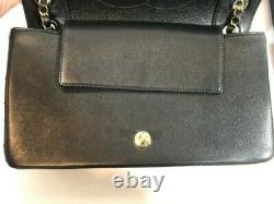 Chanel Chanel Mademoiselle Vintage Flap Bag Black Enamel & Gold CC Clasp A93085