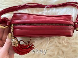 Chanel Vintage 80's 90's Red Lambskin Leather Camera Tassel Quilted Shoulder Bag