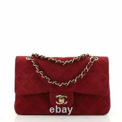 Chanel Vintage Classic Double Flap Bag Quilted Suede Small