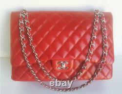 Chanel Vintage Classic Flap Bag Quilted Red Lambskin. Medium