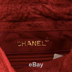 Chanel Vintage Red Ostrich Leather Drawstring Bag