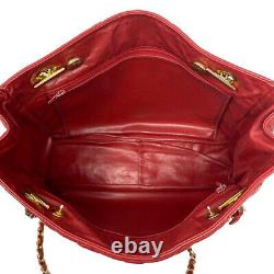 Chanel Vintage Red Quilted Lambskin Leather Matelasse Shoulder Bag
