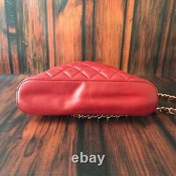 Chanel Vintage Red Quilted Tote with Large Gold CC Charm