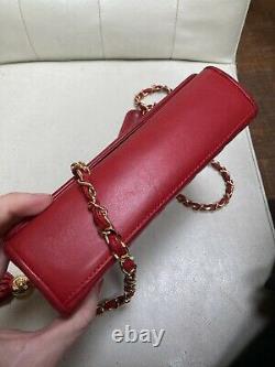 Chanel Vintage Red Tassel Flap Crossbody Bag Vintage Lambskin