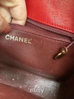 Chanel Vintage Red Tassel Flap Crossbody Bag Vintage Lambskin