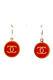 Chanel Womens Vintage Gold Tone Round Enamel Cc Drop Huggie Earrings Gold Red