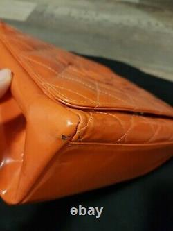 Chanel vintage red oranged patent leather handbag bag authentic vintage
