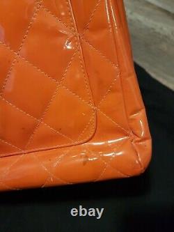 Chanel vintage red oranged patent leather handbag bag authentic vintage