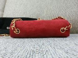 Chanel vintage true red suede gold chain mini bag