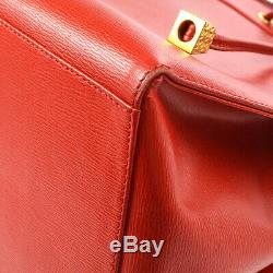 Christian Dior Drawstring Shoulder Bag Purse Red Leather Vintage Auth AK17484c