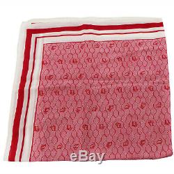 Christian Dior Honey Combo Silk Scarf Wraps Red White Vintage Authentic #AA523 M