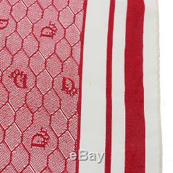 Christian Dior Honey Combo Silk Scarf Wraps Red White Vintage Authentic #AA523 M