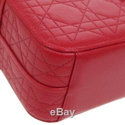 Christian Dior Lady Dior Cannage Hand Bag CM0077 Red Leather Vintage BT16878