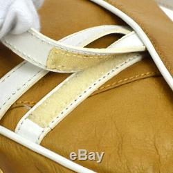 Christian Dior Saddle Hand Bag Brown White Leather Vintage Italy AK35574g
