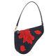 Christian Dior Saddle Beads Spangle Hand Bag Red Black Satin Vtg 05282