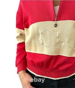 Christian Dior Sport Vintage Big Logo Sweatshirt Bicolor Red Beige #M RankAB