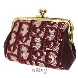 Christian Dior Trotter Coin Purse Mini Wallet Canvas Red Vintage Auth #MM126 Y