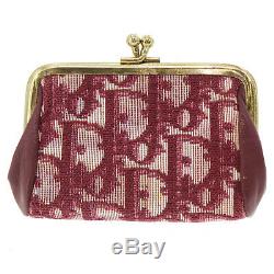 Christian Dior Trotter Coin Purse Mini Wallet Canvas Red Vintage Auth #MM126 Y
