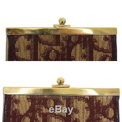 Christian Dior Trotter Coin Purse Wallet Canvas Bordeaux Vintage Auth #MM473 O