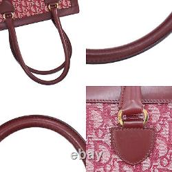 Christian Dior Trotter Hand Bag Bordeaux Canvas Leather Italy Authentic #OO746 Y