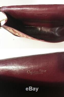 Christian Dior Vintage CD Trotter Burgundy Red Monogram Shoulder Bag