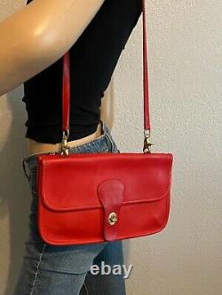 Coach Vintage Bonnie Cashin Double Sided Turnlock Red Leather Shoulder Bag