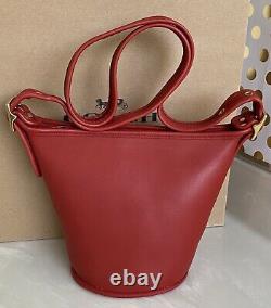 Coach Vintage Red Leather Duffle Bucket Bag 9019 USA Euc