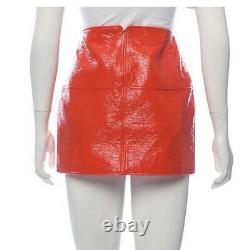 Courreges Vegan Leather Red Mini Skirt Vintage Style Space Age Go Go
