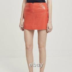 Courreges Vegan Leather Red Mini Skirt Vintage Style Space Age Go Go