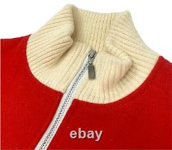 Courreges Vintage Logo High Neck Baseball Jacket Zip Knit #38 Wool Red RankAB+