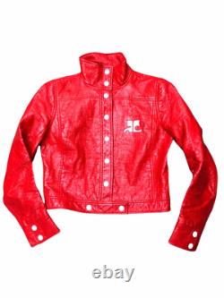 Courreges Vintage Red Vinyl Jacket Size 36 fits Extra Small XS