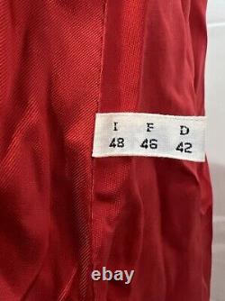 Creazioni Pelle Womens US 14 Red Genuine Leather Long Duster Vintage Jacket Coat