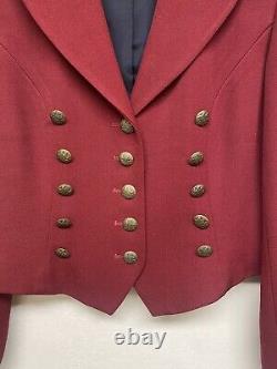 DKNY Cropped Military Style Jacket Vintage 1990s Dark red/Burgundy Wool