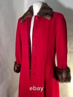 DRAMATIC Vintage RED WOOL WOMENS MAXI COAT Christmas Cosplay Victorian 8 SM MED