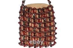 Daniel Swarovski Womens Vintage Mini Shoulder Tote Bag Red Black Crystal Strass