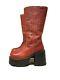 Destroy Vintage 90s Platform Red Leather Boots Eu 38 Us 7/7.5