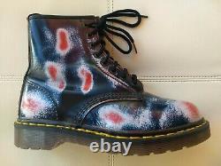 Doc Dr. Martens Blue Red White Rub-off Boots Made In England Vintage Rare 6uk