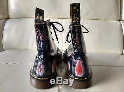 Doc Dr Martens Blue Red White Rub-off Boots Made In England Vintage Rare 7uk