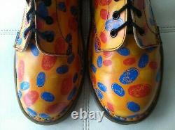 Doc Dr. Martens Orange Fingerprint Boots Rare Vintage Made In England Unisex 6uk